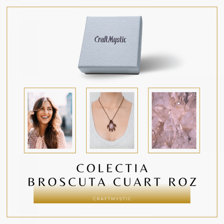 Colier Ajustabil Handmade cu Cristal de Cuart Roz in Broscuta Impletita – Lungime Maxima 45 cm [7]