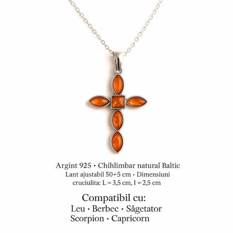 Colier cruciulita cu chihlimbar si montura argint 925 – Simbol sacru al puritatii si credintei [5]