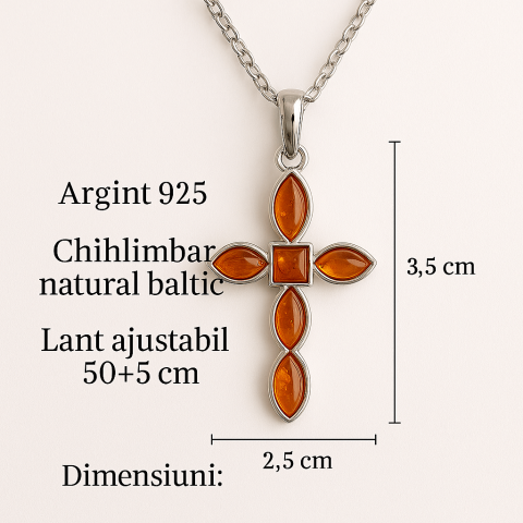 Colier cruciulita cu chihlimbar si montura argint 925 – Simbol sacru al puritatii si credintei [2]