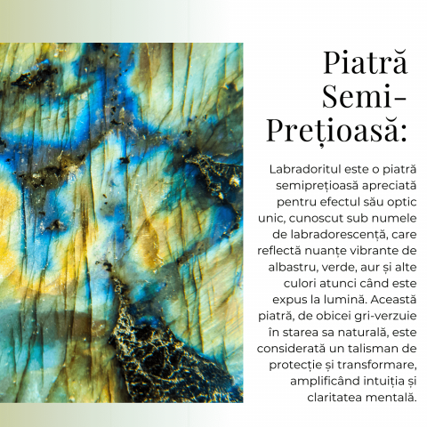 Colier Auriu Ajustabil cu Pandantiv Inima Labradorit Natural [8]