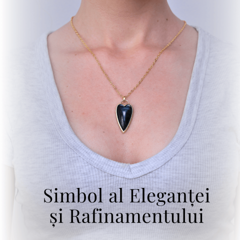 Colier Auriu Ajustabil cu Pandantiv Inima Labradorit Natural [3]