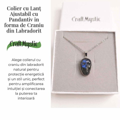 Colier ajustabil craniu labradorit natural, protectie si putere interioara [4]