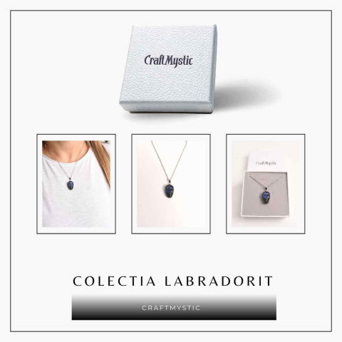 Colier ajustabil craniu labradorit natural, protectie si putere interioara [7]