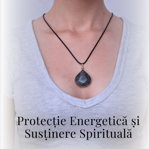 Colier Auriu Ajustabil cu Pandantiv Labradorit Lacrima pentru Protectie [2]