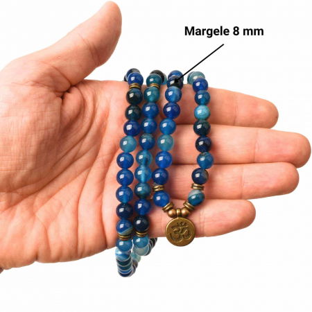 Bratara si Colier cu Simbolul Yoga si 108 de Margele Mala 8mm din Agat Albastru Accesoriu Spiritual pentru Meditatie si Bijuterie pentru Femei si Barbati [4]