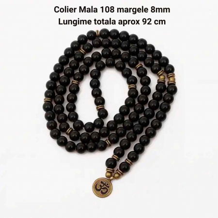 Bratara Colier Mala cu 108 Margele de Obsidian Negru, Bijuterie pentru Meditatie si Yoga [3]