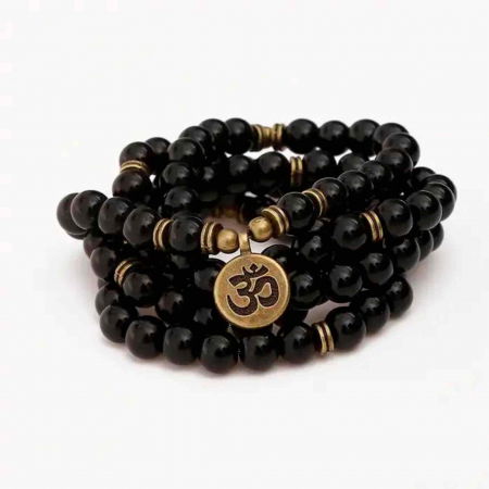 Bratara Colier Mala cu 108 Margele de Obsidian Negru, Bijuterie pentru Meditatie si Yoga [4]