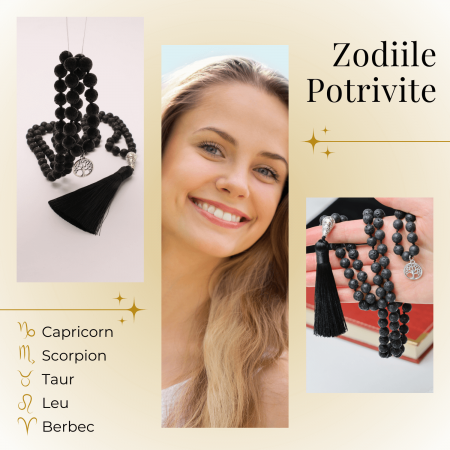 Colier Mala din Roca Vulcanica Naturala 8MM cu 108 margele [4]