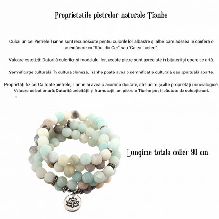 Colier - Bratara Mala cu 108 Margele 8mm din Pietre Naturale Tianhe Claritate Mentala, Protectie energii negative [1]