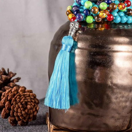 Colier Mala cu Turcoaz si 7 Chakre Colier Autentic din Jad, Piatra Sacralizata pentru Echilibru si Liniste [5]