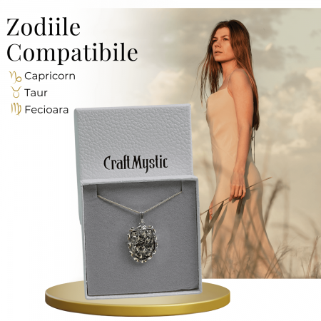 Colier Elegant cu Piatra Naturala de Pirita - Protector al Bunastarii si Prosperitatii [5]