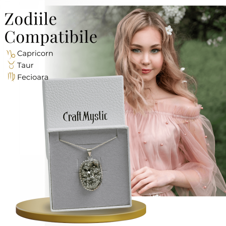 Colier Rafinat cu Piatra Naturala de Pirita 3-4 cm - Imbogateste-ti Viata cu Puterea Piritei [2]