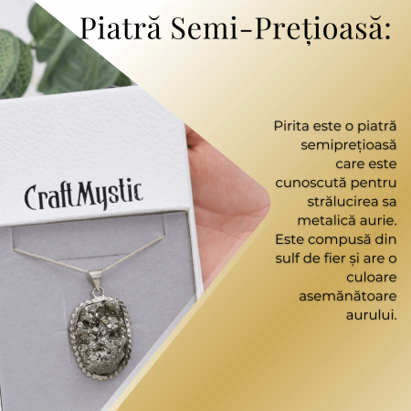 Colier Rafinat cu Piatra Naturala de Pirita 3-4 cm - Imbogateste-ti Viata cu Puterea Piritei [5]