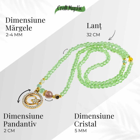 Colier Mistic cu Peridot, Cristal Capsuna si Simboluri Ceresti [2]