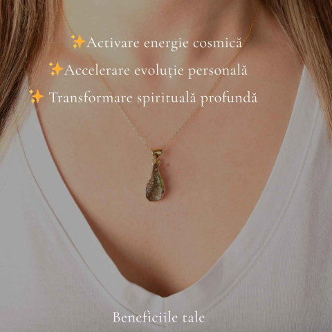 Colier Premium cu Moldavit si Argint 925 placat cu Aur 18K – Claritate, Intuitie si Echilibru [2]