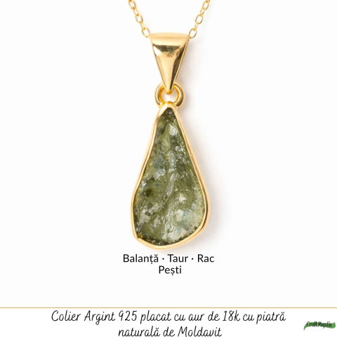 Colier Premium cu Moldavit si Argint 925 placat cu Aur 18K – Claritate, Intuitie si Echilibru [4]