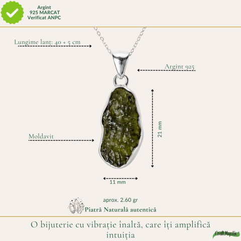 Colier Moldavit Brut Neuniform Argint 925 – Energie si Claritate Interioara [3]