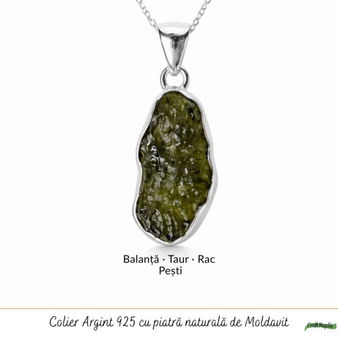Colier Moldavit Brut Neuniform Argint 925 – Energie si Claritate Interioara [4]
