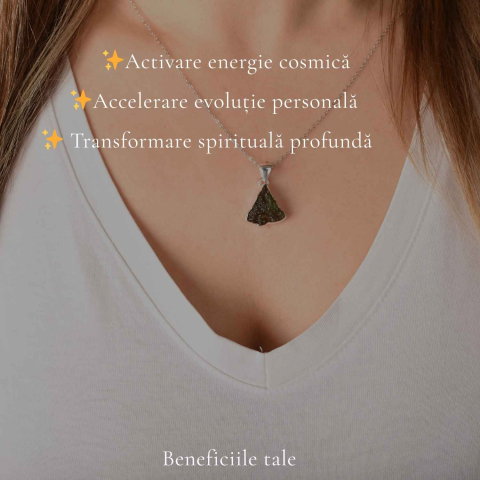Colier Moldavit Brut Triunghi Argint 925 – Energie si Claritate Interioara [2]