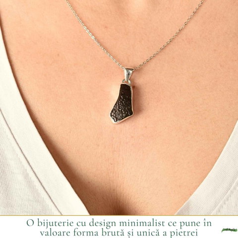 Colier argint 925 cu moldavit brut neuniform – energie si transformare autentica [1]