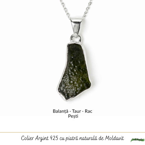 Colier argint 925 cu moldavit brut neuniform – energie si transformare autentica [4]