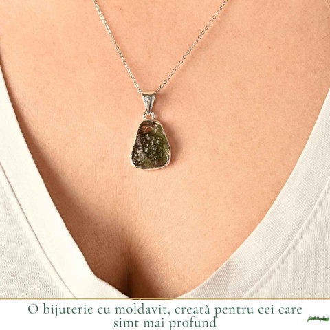 Colier Moldavit Brut Neuniform Argint 925 – Energie Intensa si Claritate [1]