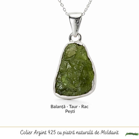 Colier Moldavit Brut Neuniform Argint 925 – Energie Intensa si Claritate [4]