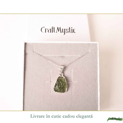 Colier Moldavit Brut Neuniform Argint 925 – Energie Intensa si Claritate [5]