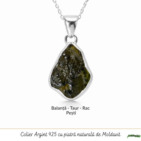 Colier Moldavit Brut Neuniform Argint 925 – Energie Intensa si Transformare [4]