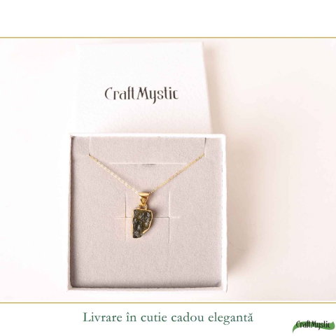 Colier Moldavit Brut Neuniform Argint 925 Placat Aur – Energie si Transformare Interioara [5]