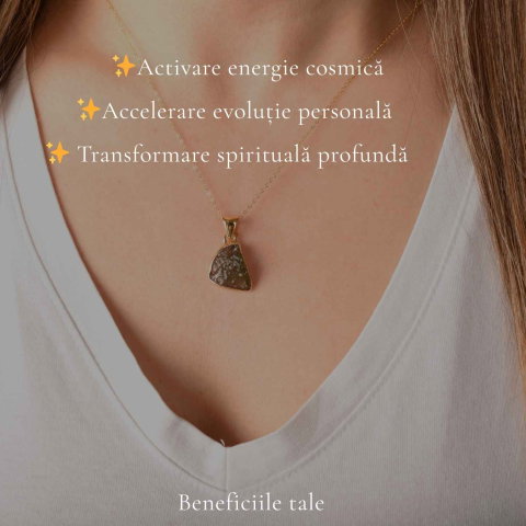 Colier Moldavit Brut Neuniform cu Argint 925 Placat cu Aur 18k – Energie si Claritate Autentica [2]