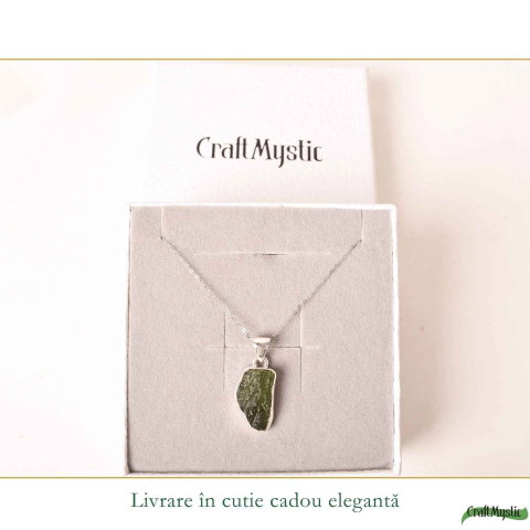 Colier Moldavit Brut Neuniform Argint 925 – Claritate si Transformare Autentics [5]