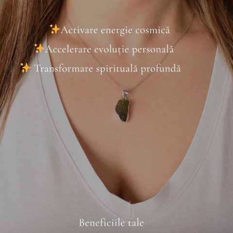 Colier Moldavit Brut Neuniform Argint 925 – Claritate si Transformare Autentics [2]