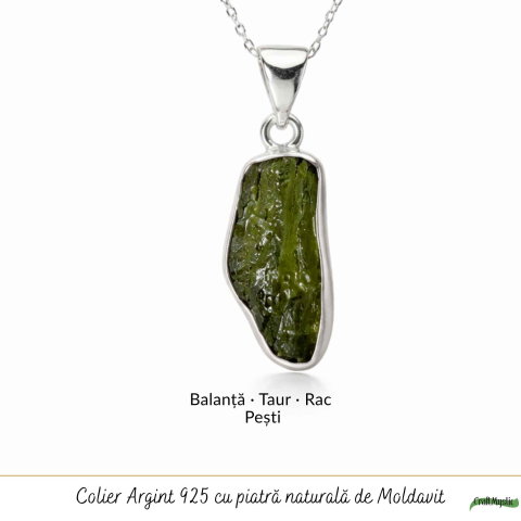 Colier Moldavit Brut Neuniform Argint 925 – Claritate si Transformare Autentics [4]