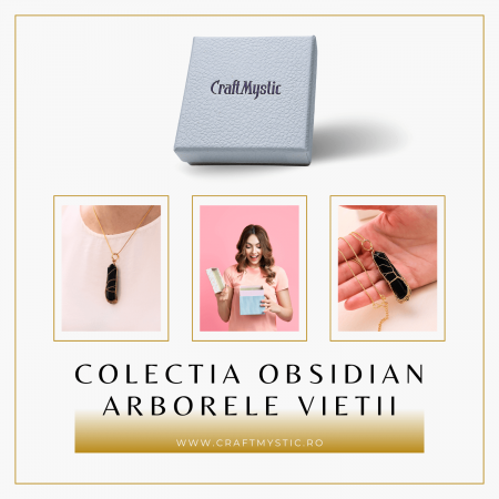Colier cu Cristal Obsdian si infasurat cu sarma forma Arborele Vietii - Bijuterie Spirituala pentru Femei si Barbati [5]