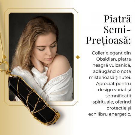 Colier cu Cristal Obsdian si infasurat cu sarma forma Arborele Vietii - Bijuterie Spirituala pentru Femei si Barbati [4]