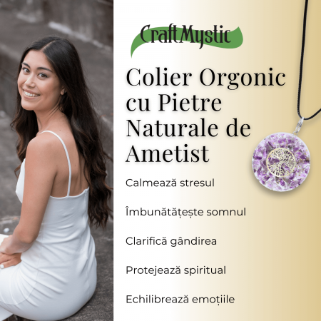 Colier Orgonic Reglabil cu Pietre de Ametist si Simbolul Arborele Vietii [7]