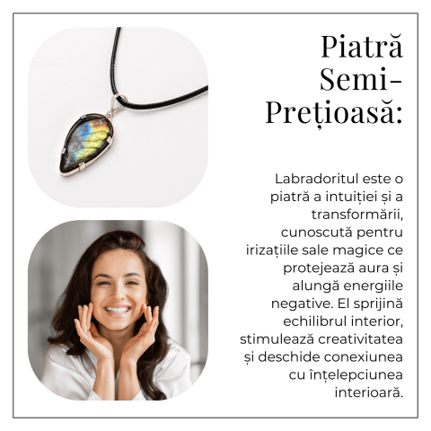 Colier cu Labradorit Natural în Forma de Picatura – Protectie, Intuitie si Stralucire Irizata [5]