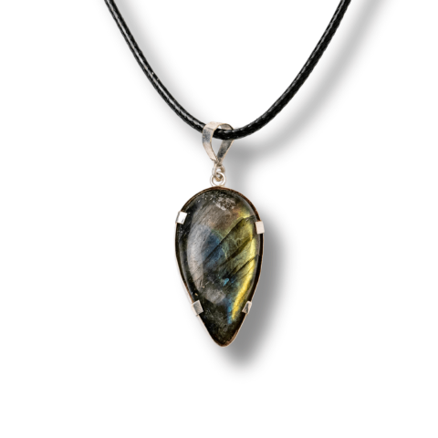 Colier cu Labradorit Natural în Forma de Picatura – Protectie, Intuitie si Stralucire Irizata [0]