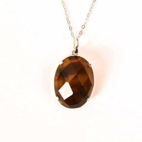 Colier Argint 925 cu Ochi de Tigru Oval fatetat– Protectie, Claritate si Incredere Interioara [5]