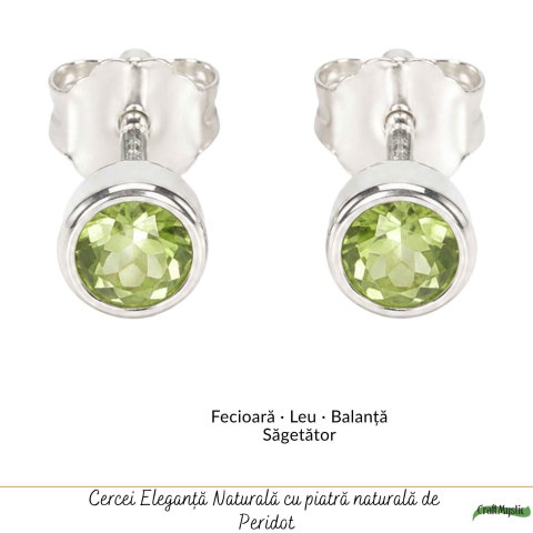Cercei Argint 925 cu Peridot Fatetat Rotund – Prosperitate si Energie Pozitiva [4]