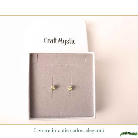 Cercei Argint 925 cu Peridot Fatetat Rotund – Prosperitate si Energie Pozitiva [5]