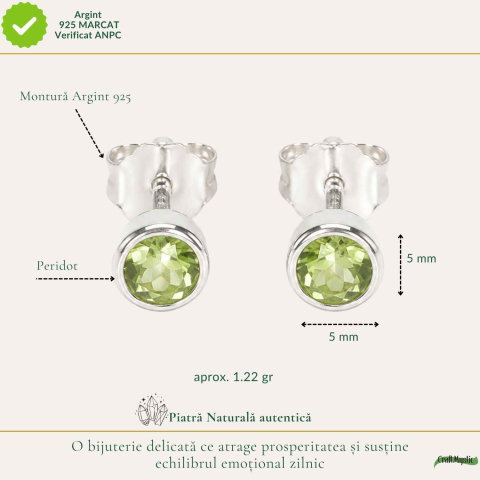 Cercei Argint 925 cu Peridot Fatetat Rotund – Prosperitate si Energie Pozitiva [3]