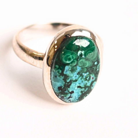 Inel Malachit si Crisocola montura Argint 925 - Protectie si echilibru emotional [0]