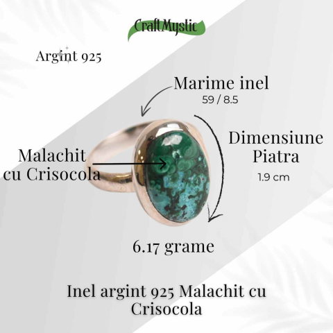 Inel Malachit si Crisocola montura Argint 925 - Protectie si echilibru emotional [3]