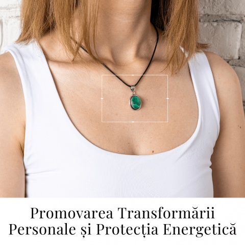 Colier ajustabil cu pandantiv oval din Malachit Natural – Protectie si Echilibru Energetic [1]