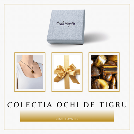 Colier Reglabil cu Pandantiv Auriu in Forma de Strop de Ploaie din Ochi de Tigru, 35mm [7]