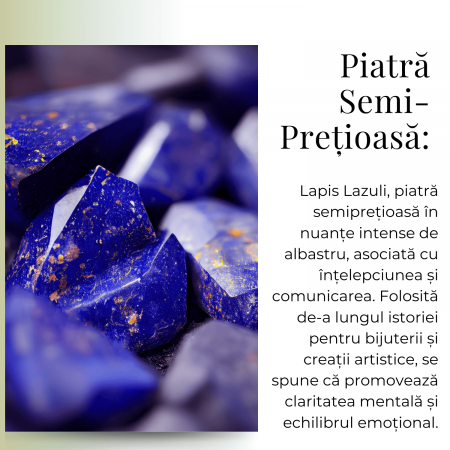 Colier ajustabil cu pandantiv strop de ploaie auriu Lapis Lazuli - Claritate si Intelepciune [7]