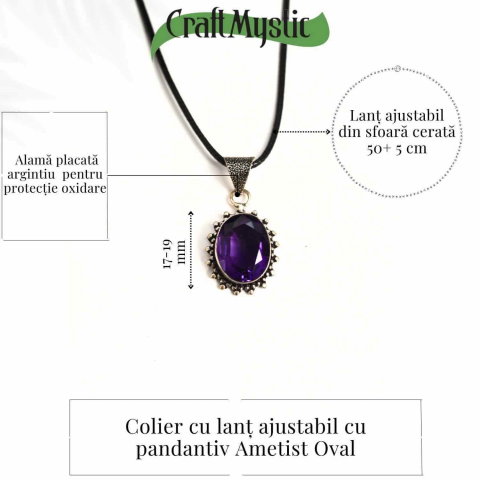 Colier Ametist Fatetat Oval Floare – Eleganta si Calm Interior [4]