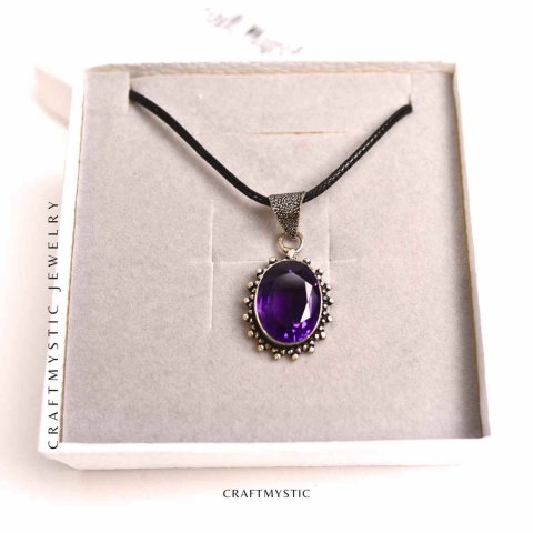 Colier Ametist Fatetat Oval Floare – Eleganta si Calm Interior [5]